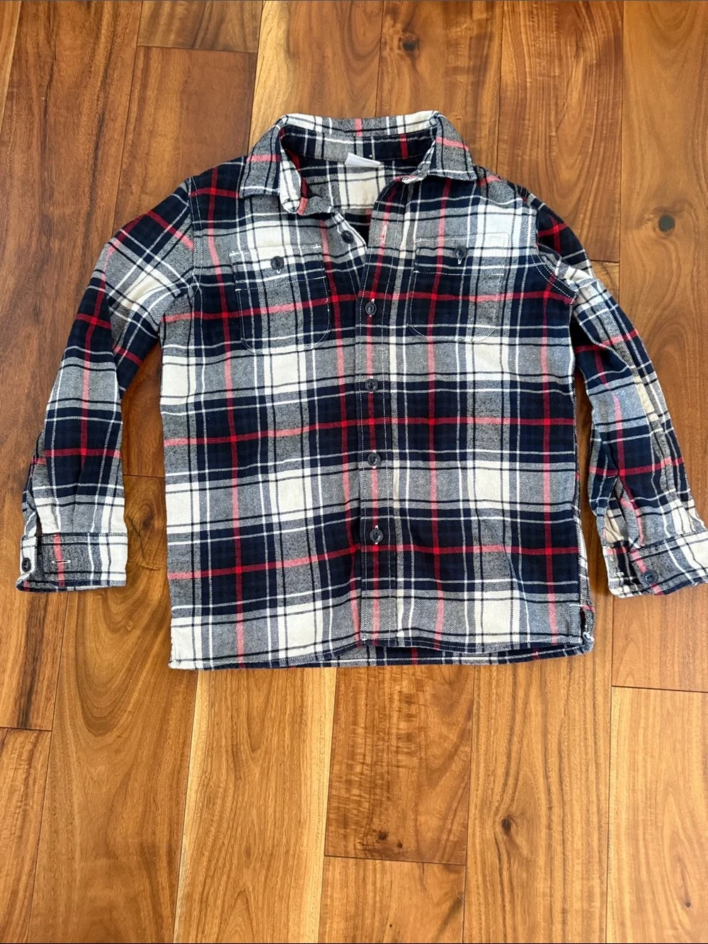GAP Navy, White & Red Plaid Button-Down Shirt